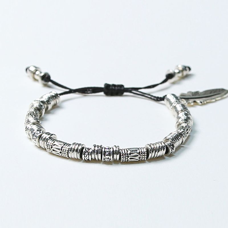 feather & antique silver beads bracelet