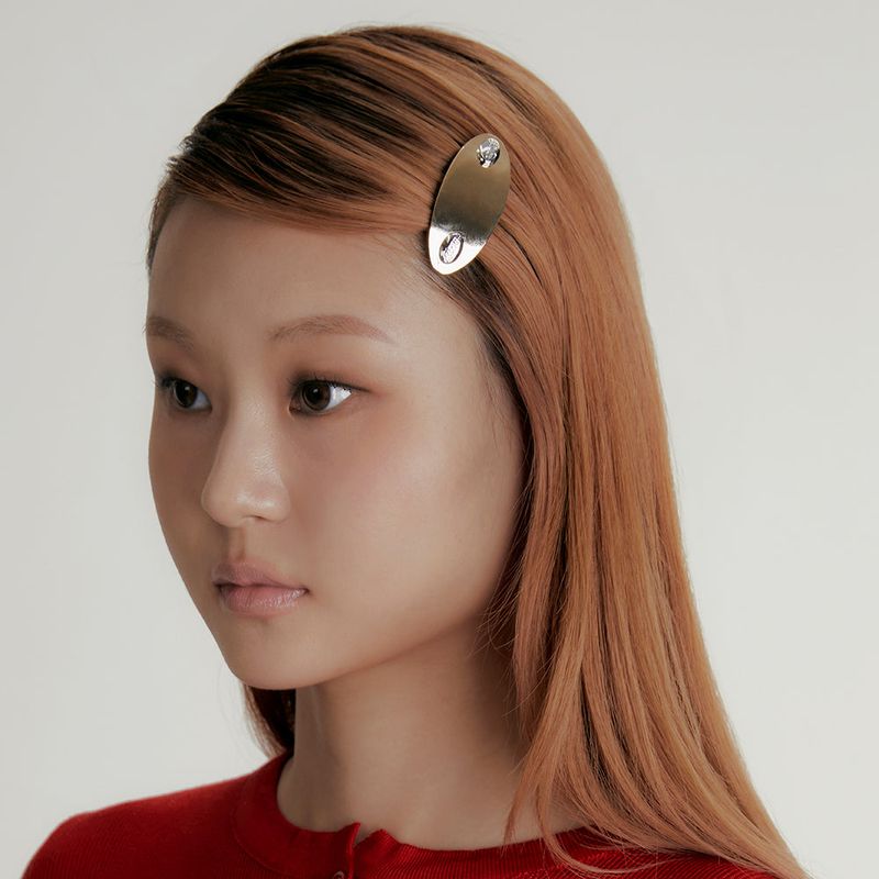 METAL BUTTON HAIR CLIP_OVAL