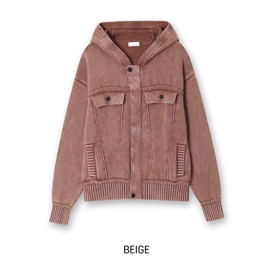 Demon Washing Knit Hood Jacket