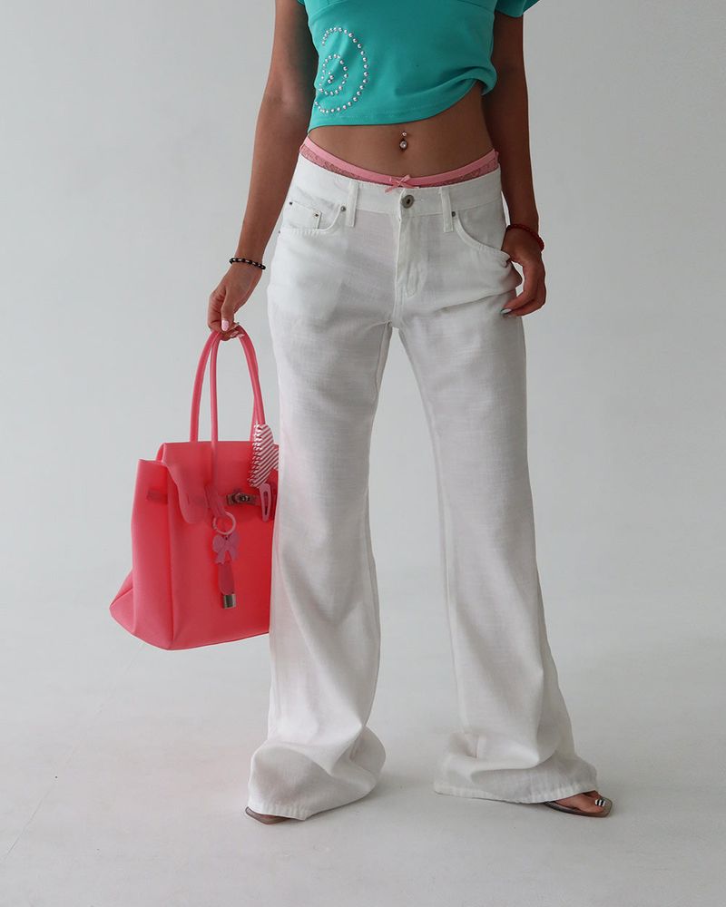 Delight-J(ディライトジェイ)の「linen white low bootcut jeans(Pants)」