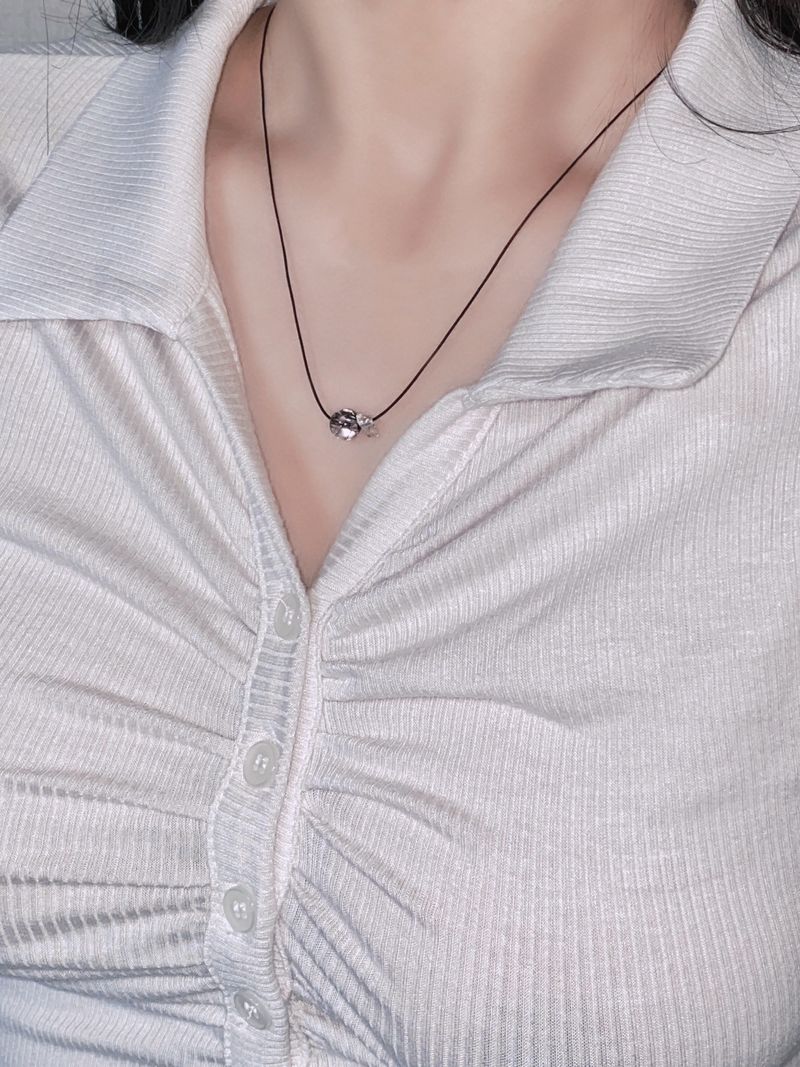 stainless steel Simple gemstone white crystal string necklace