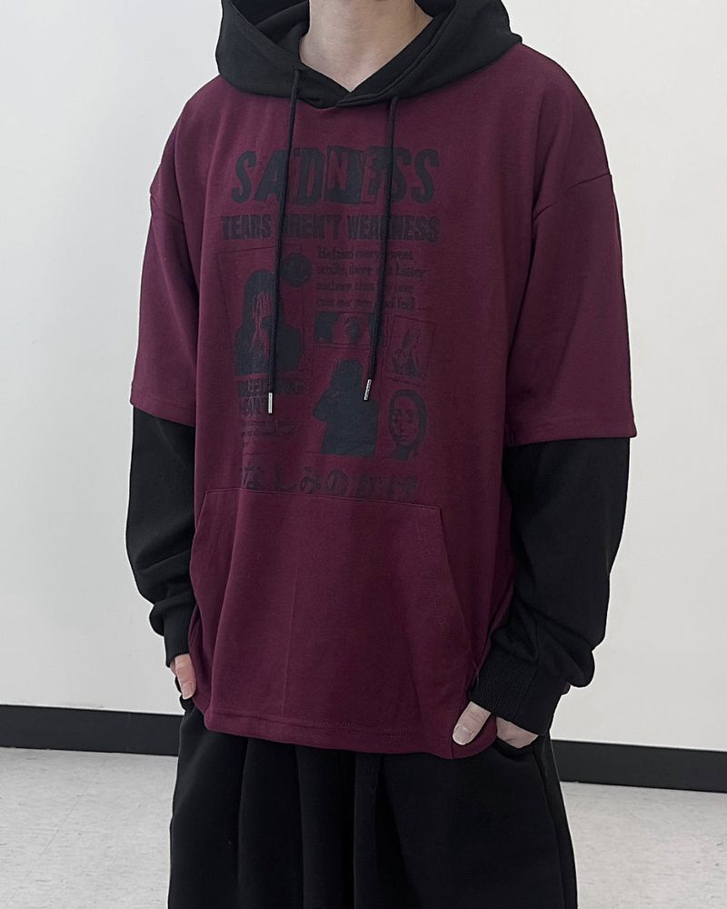 Sad Layered Oversized Hoodie
