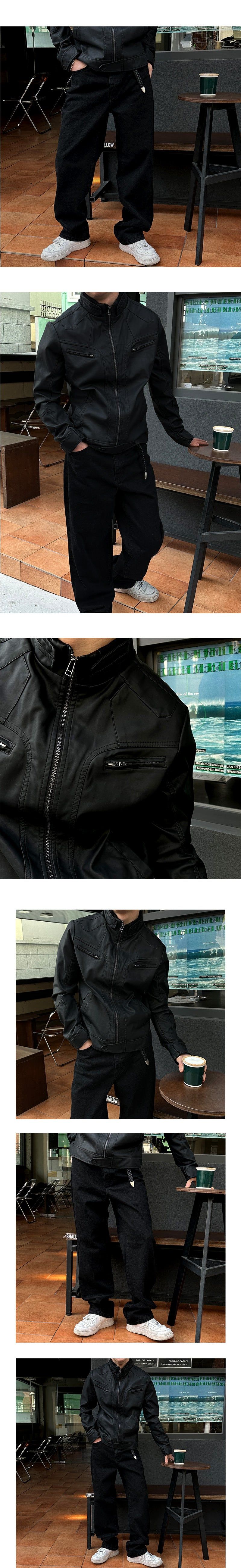 [PROMOTION] Leather zipper biker jacket(2color)
