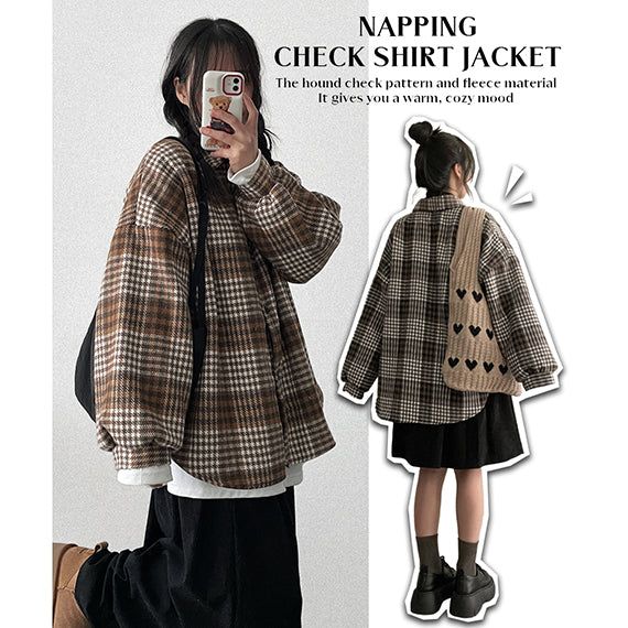 Boxy checkered shirt jacket