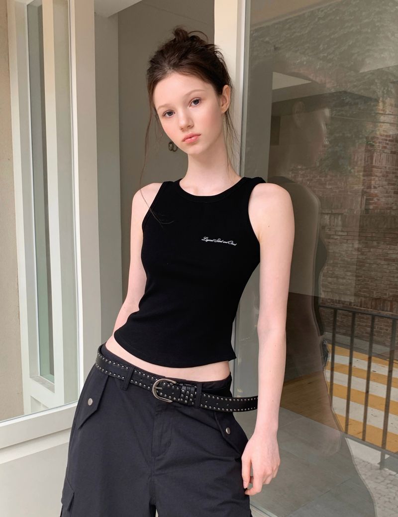 [ORIGINAL] Rocker Lettering Ribbed Sleeveless