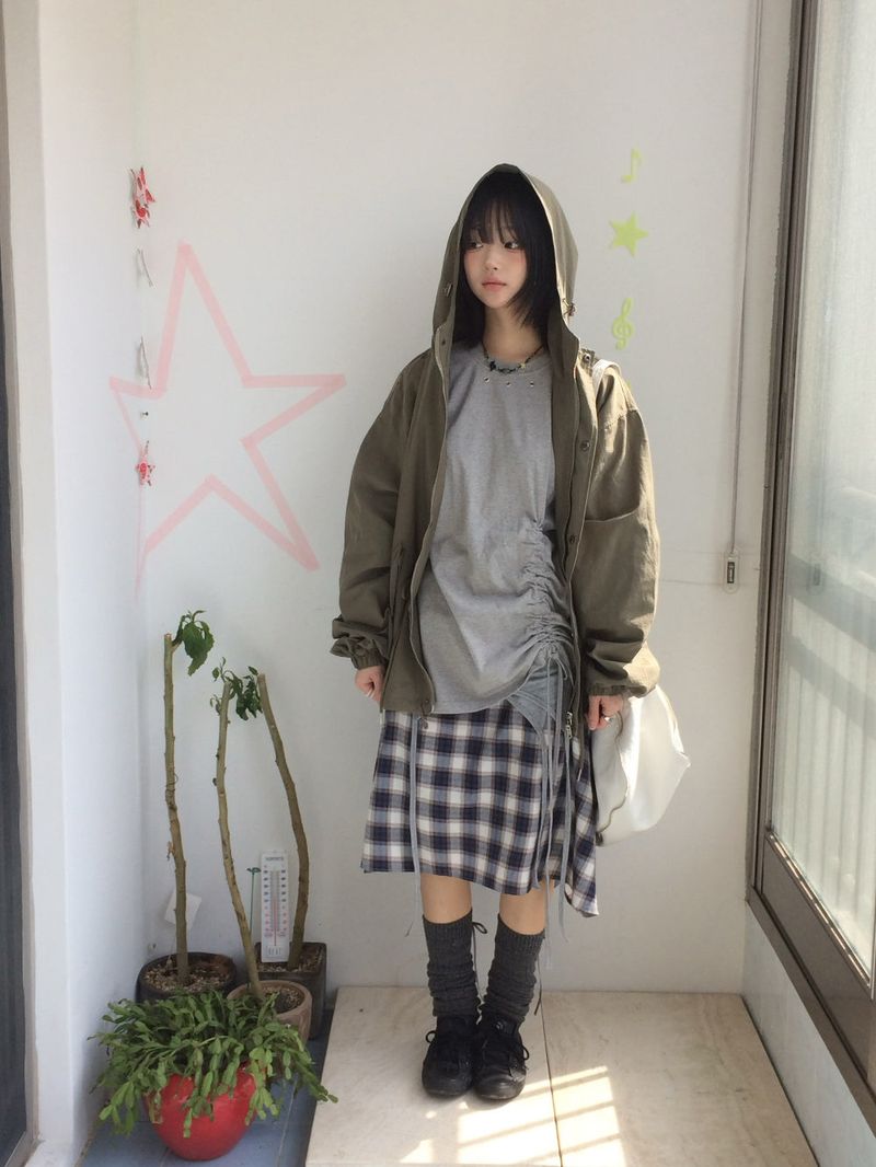 flared checkered skirt