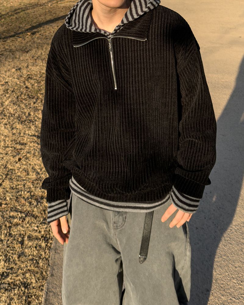 Labeni Striped Brushed Hoodie