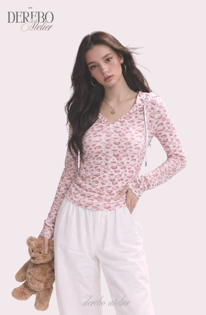 Pink Bly Leopard Hoodie Long Sleeve T-Shirt
