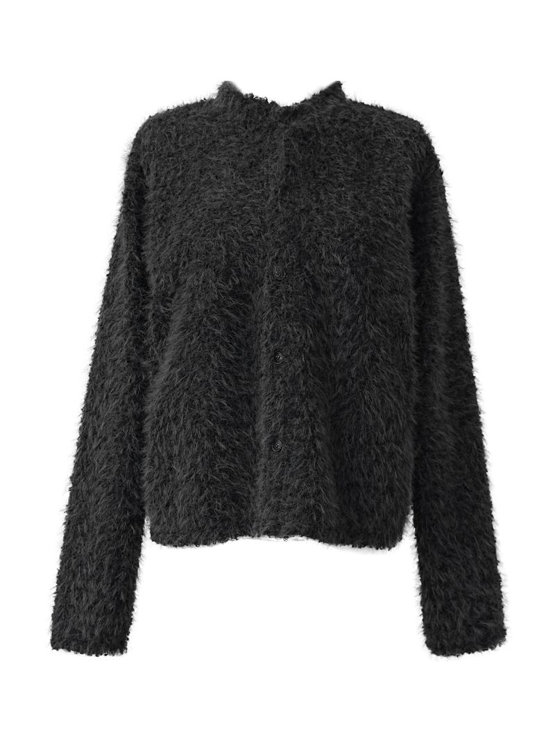 fuzzy airy round knit cardigan (2color)