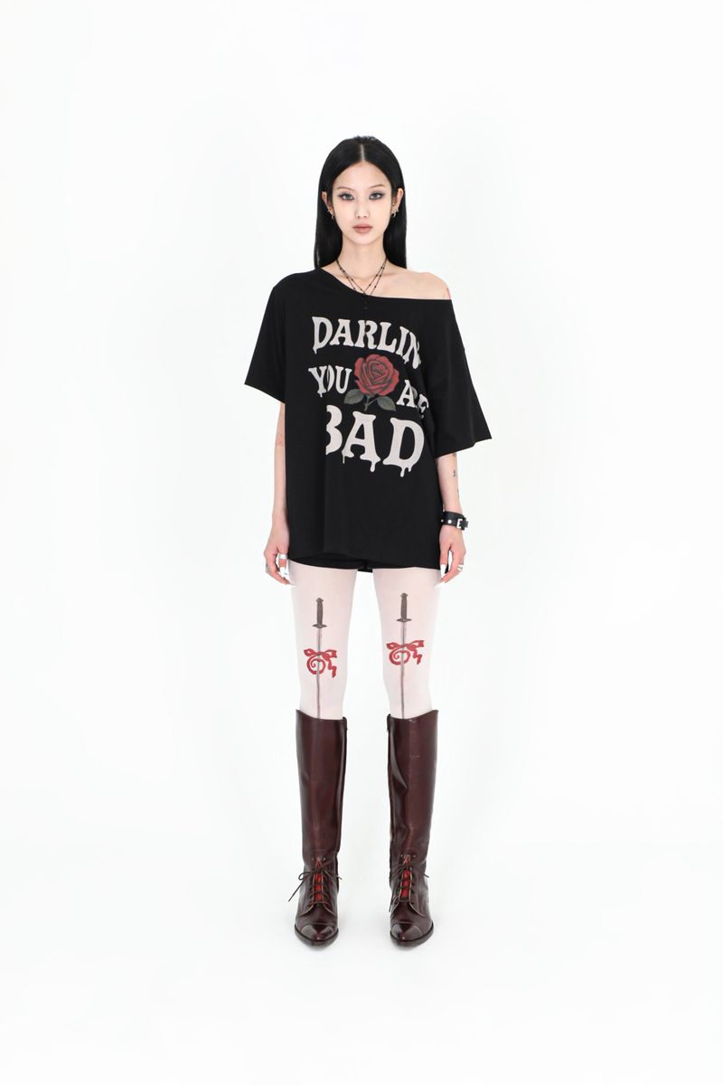MELTING ROSE TEE #BLACK