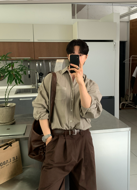 Glass Pigment Basic Cotton Shirt