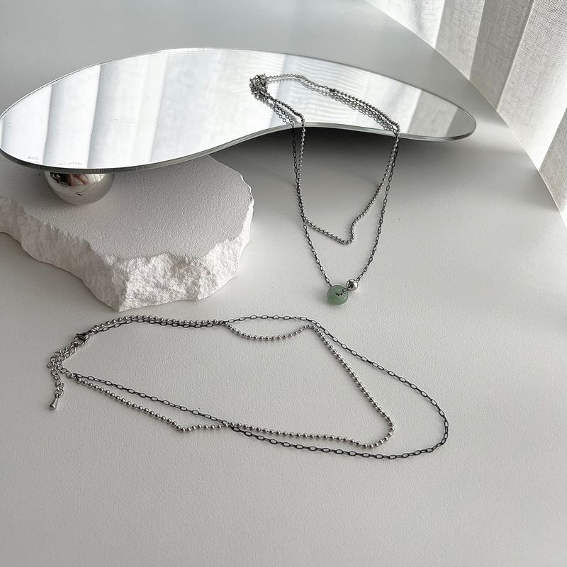 Haur gemstone y2k hip two-line layered choker necklace