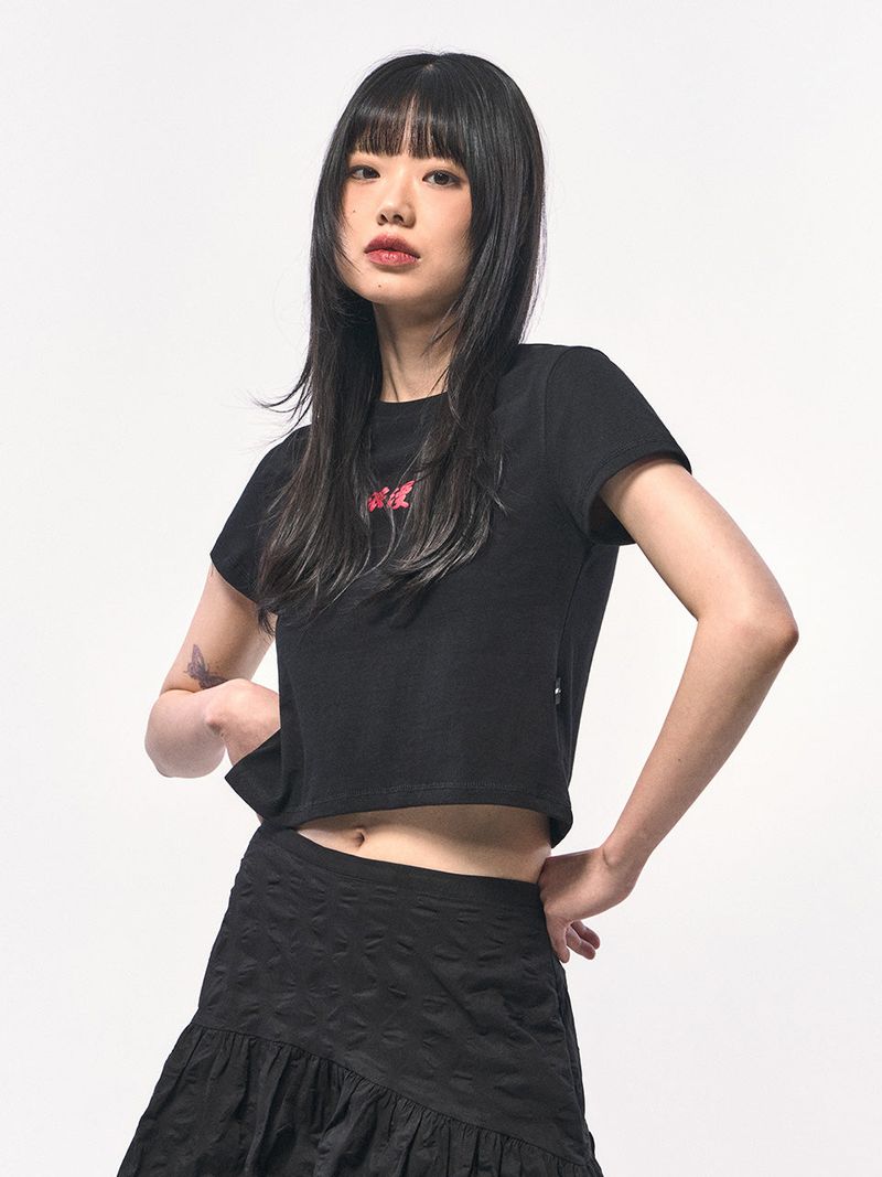 ROMANCE CROP T-SHIRT BLACK