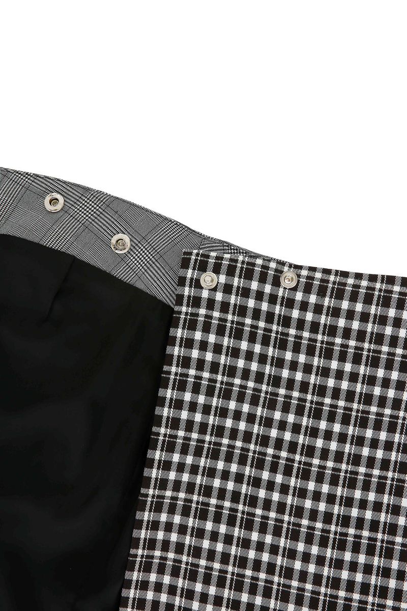 Check Panelled Mini Wrap Skirt _ Black
