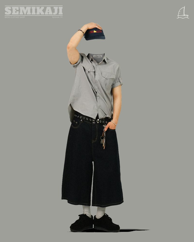 TE SELVAGE WIDE BERMUDA DENIM