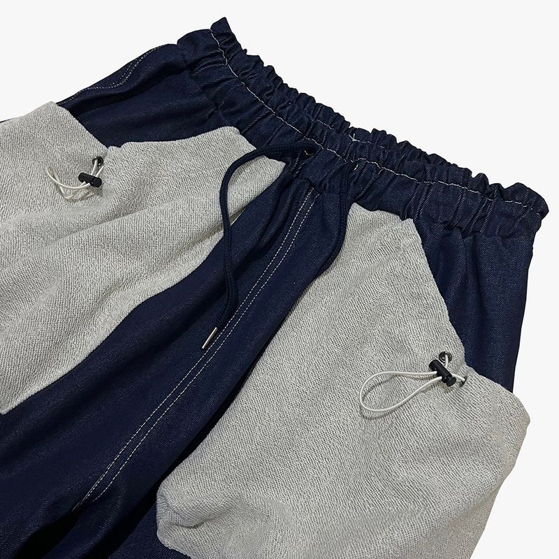 reverse terry pocket denim capri shorts_blue