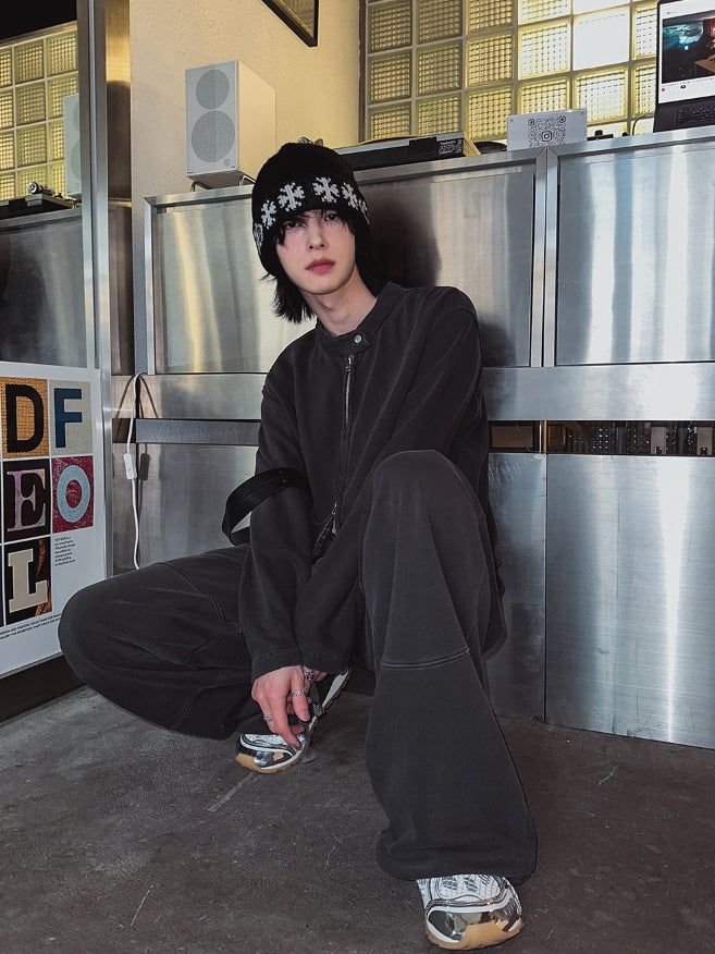 Beuel Pigment Snap Semi Crop Zip Up