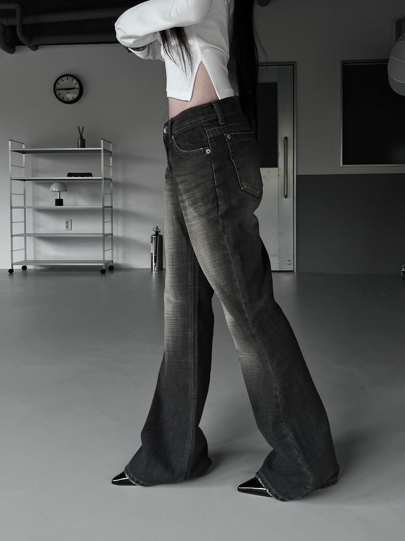 fade washed bootcut denim