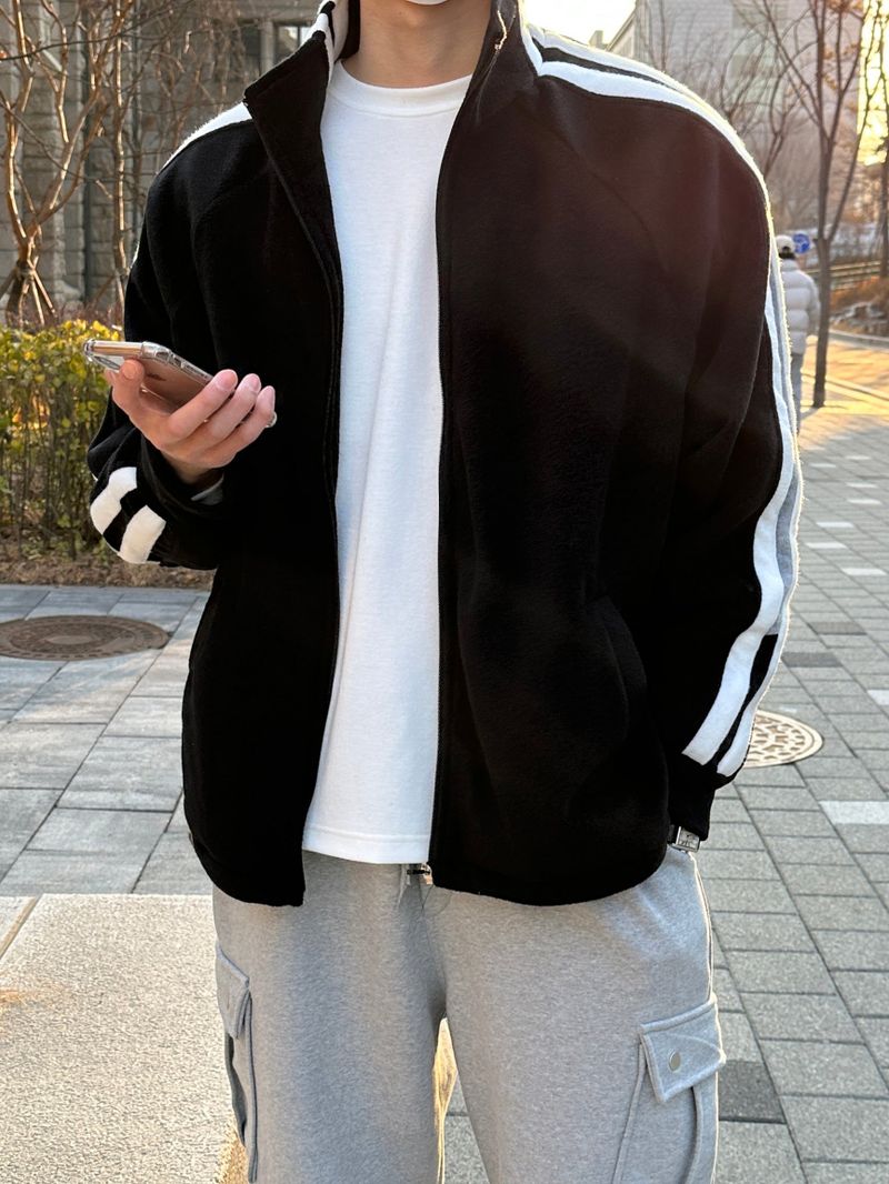 LMN line fleece jersey (black)