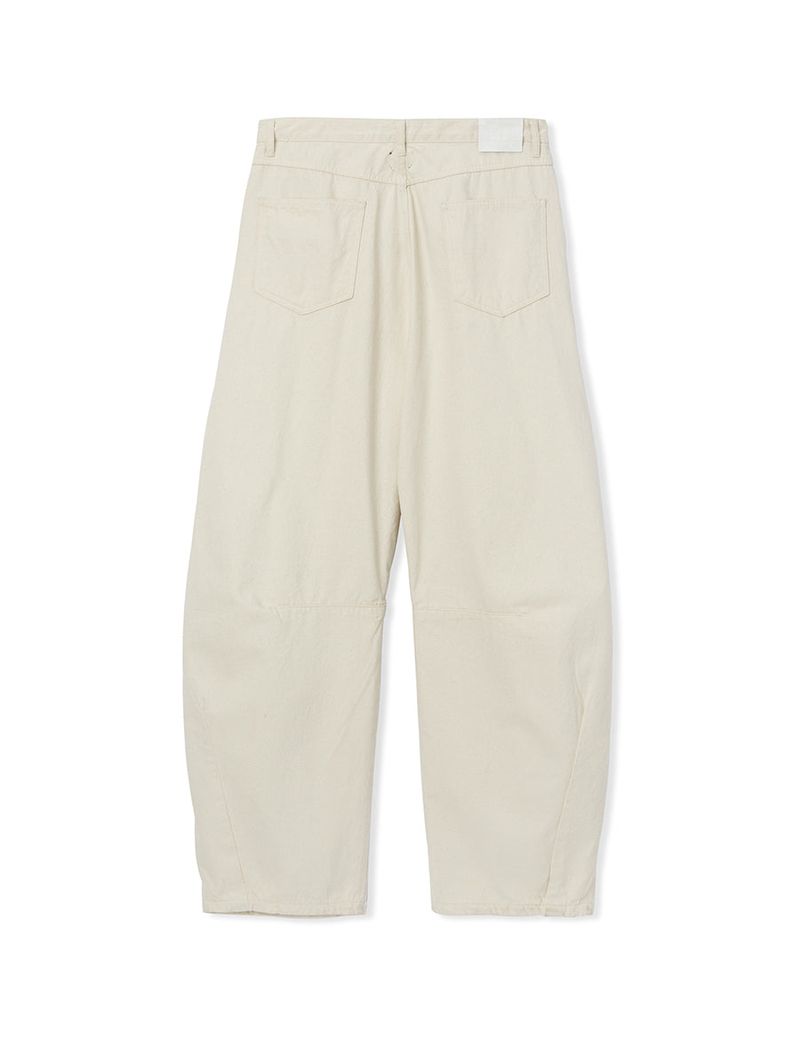multi dart balloon denim pants cream