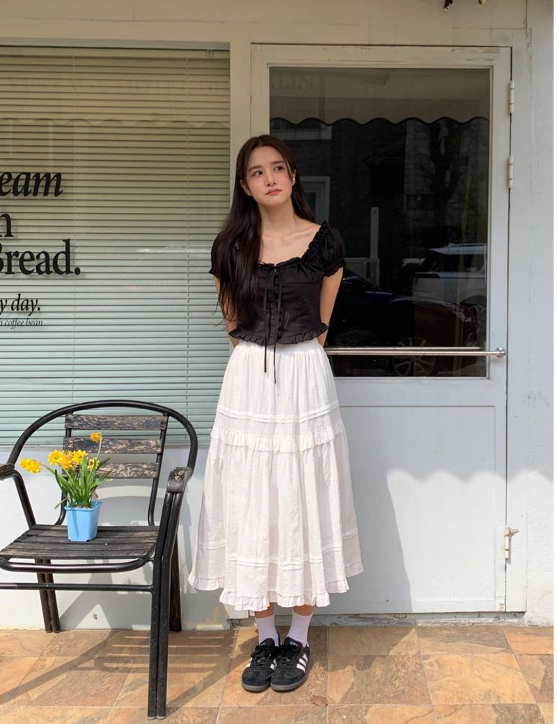 Leaf long skirt