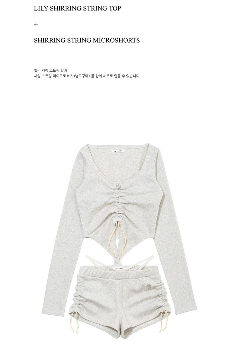 LILY SHIRRING STRING TOP_OATMEL