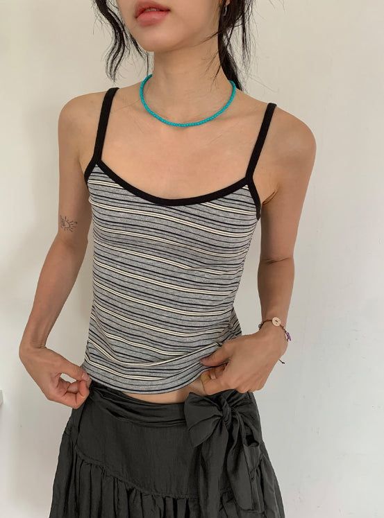 Niero Stripe Tencel String Sleeveless