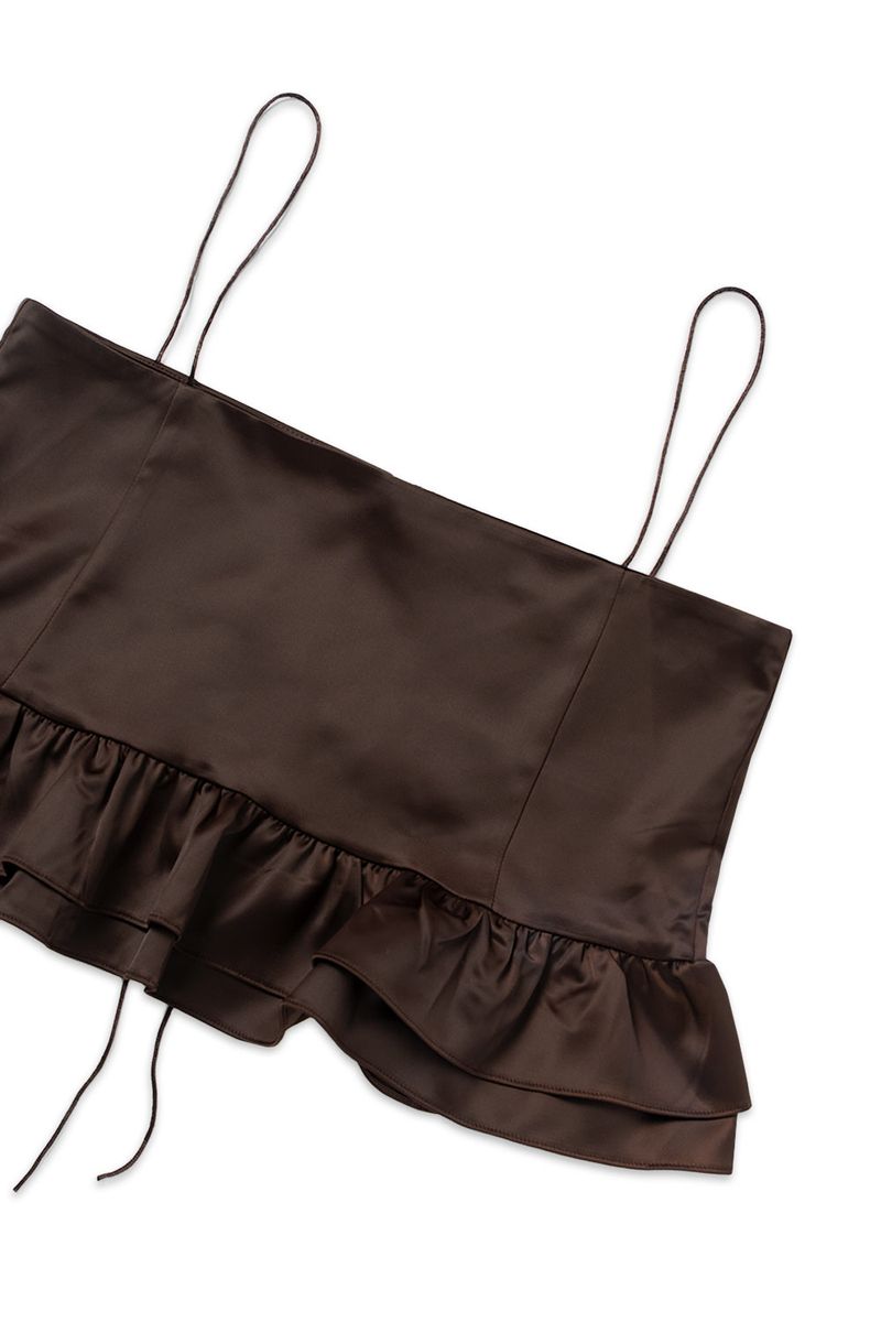 Tie satin blouse_brown