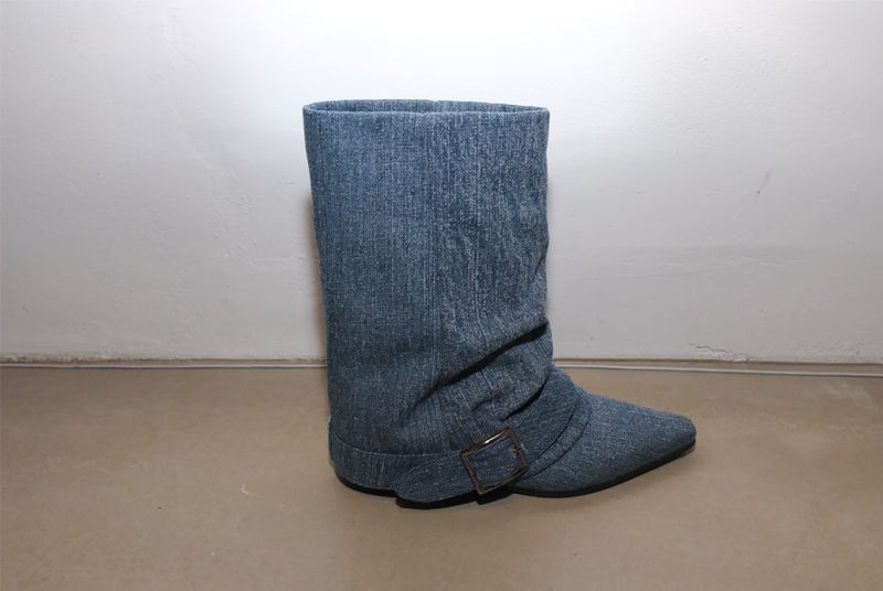 Hug belt boots _Starry blue denim