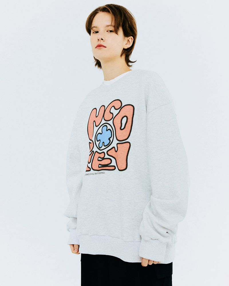 SPREAD NCOVER SWEATSHIRT-WHITE MELANGE