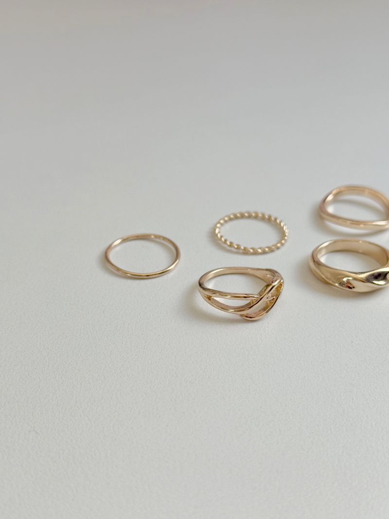 [5 set] Bold Twist Ring Set / Daily Ring Simple Mood