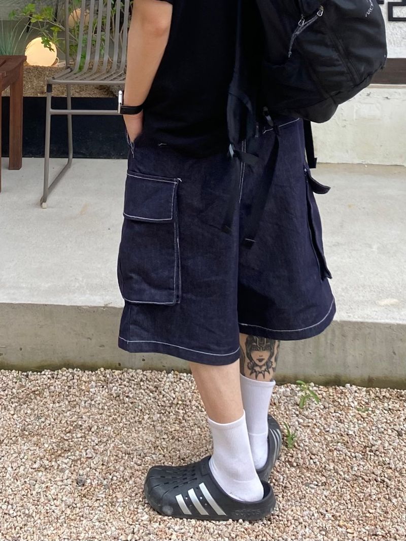 Stitch Bermuda Cargo Denim
