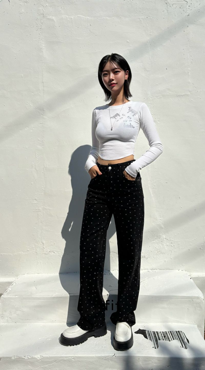 FLOWER DOT DENIM PANTS code 23001