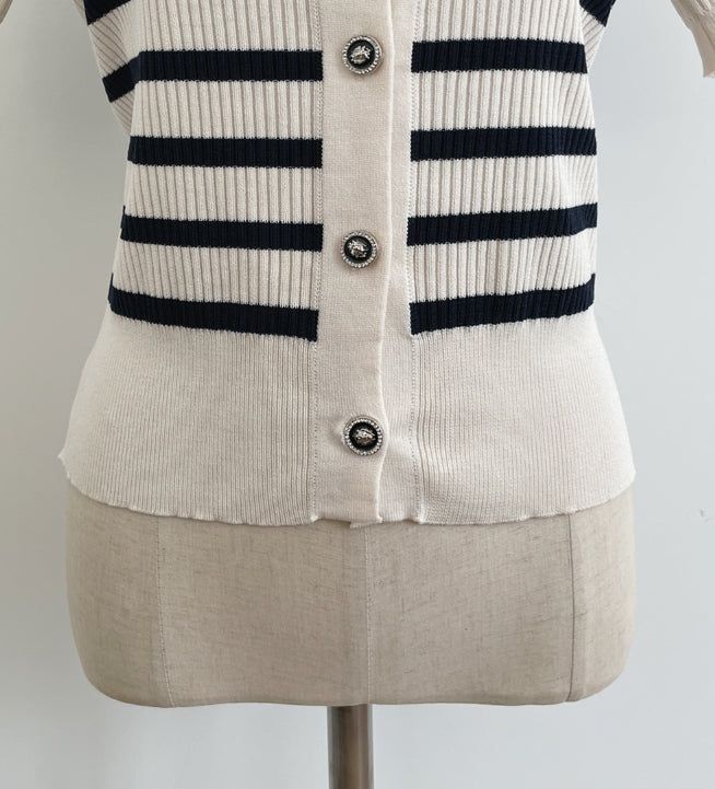 Hazel Stripe Puff Knit Cardigan