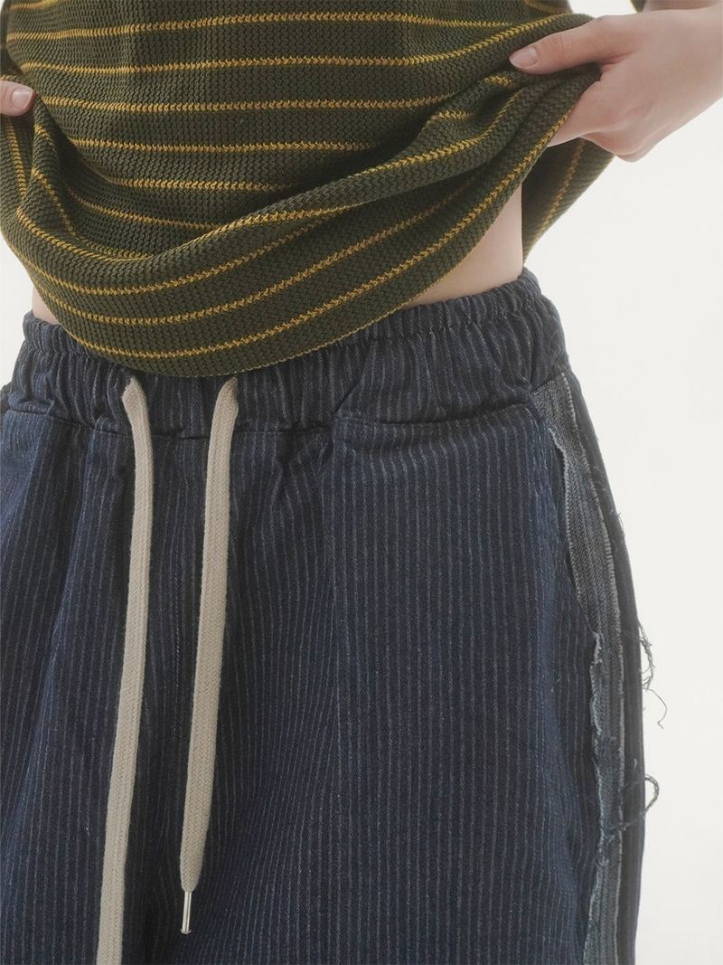 City line stripe denim pants -2C