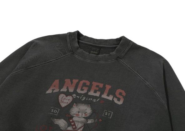 Cupid Cat Raglan Pigment Sweatshirt