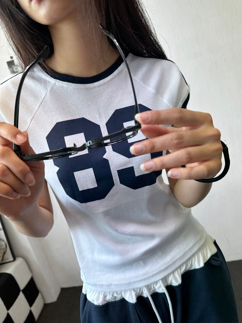チアリー ナンバー ラグラン クロップT 3カラー