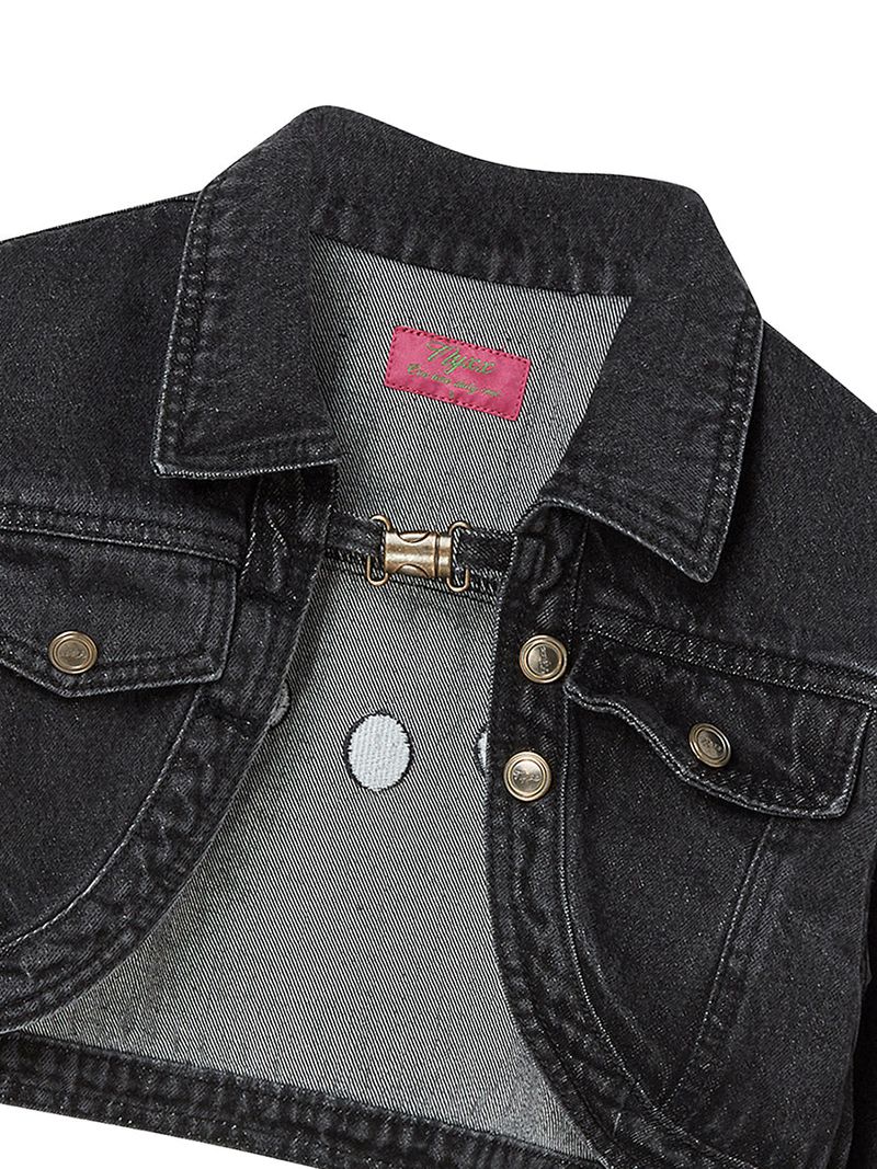 BOLERO SHAPE DENIM JACKET (BLACK WASHED)