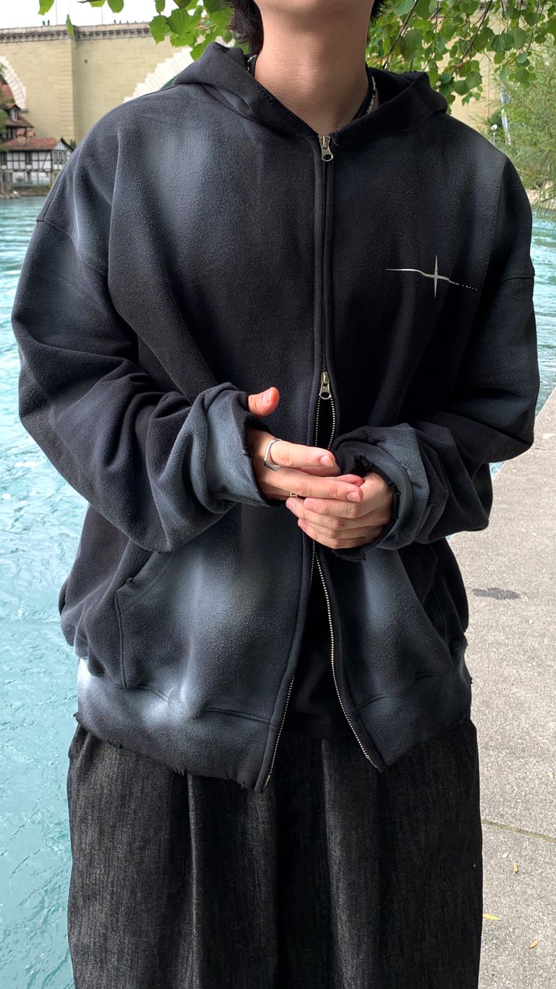 Unisex Tie Dye Over Hooded Zip-Up 2C
