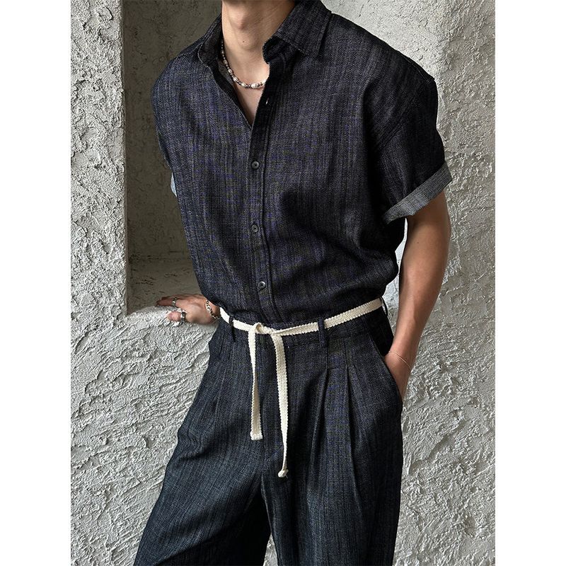 [SET UP] Premium linen string denim shirts (2color)