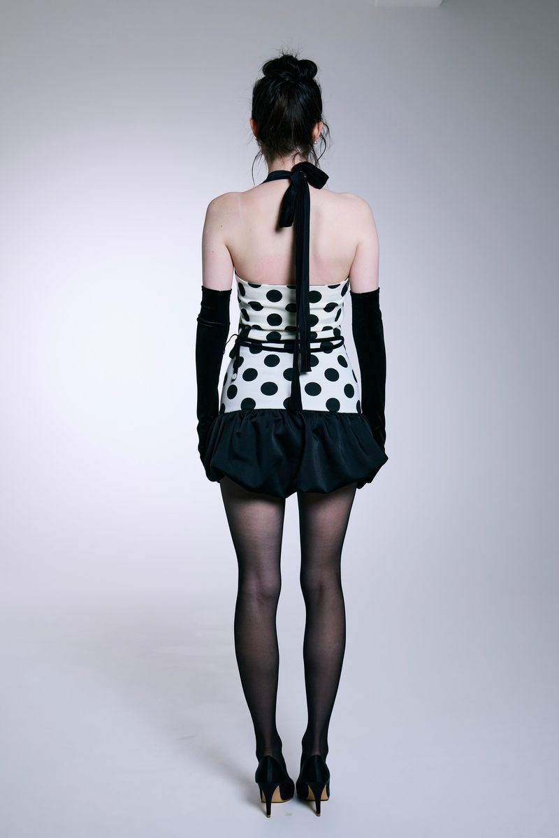 Midnight Bloom Dress (Ivory Dot)