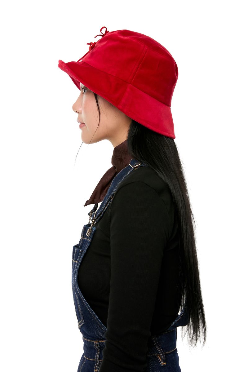 RIBBON VELVET HAT / RED