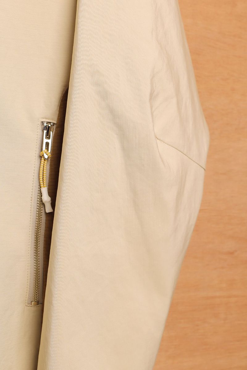 ASYMMETRIC WAVE ZIPPED JACKET-ECRU BROWN