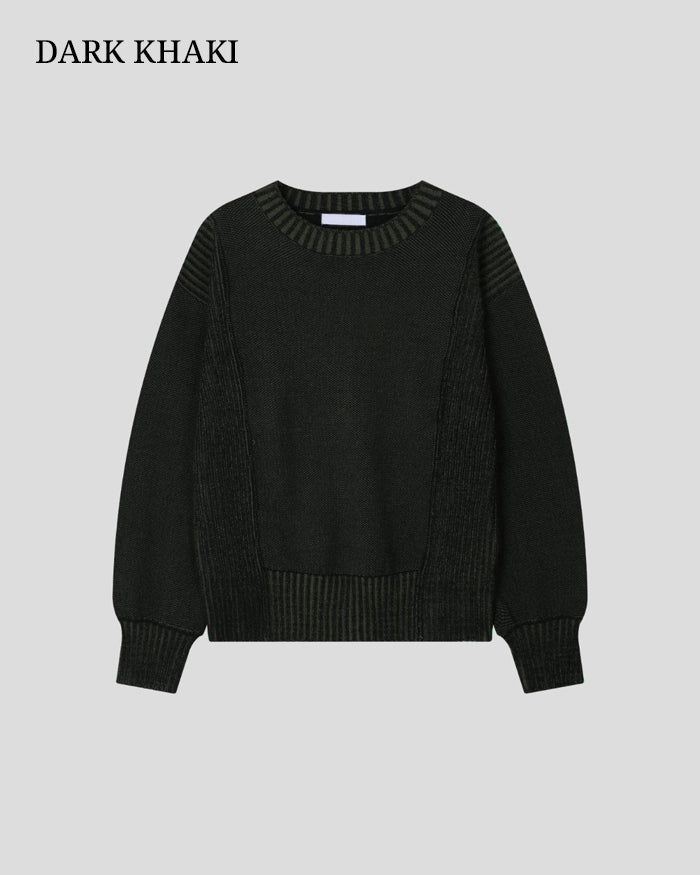 (UNISEX) Two-Tone Round Knit