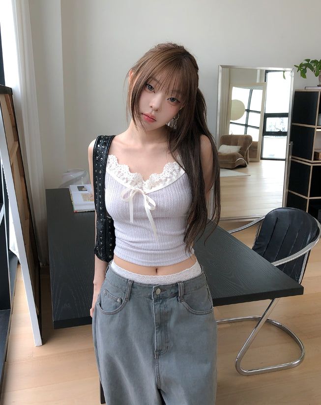 ULAN(ユレン)の「Oat Lace Ribbed Sleeveless(Tops)」