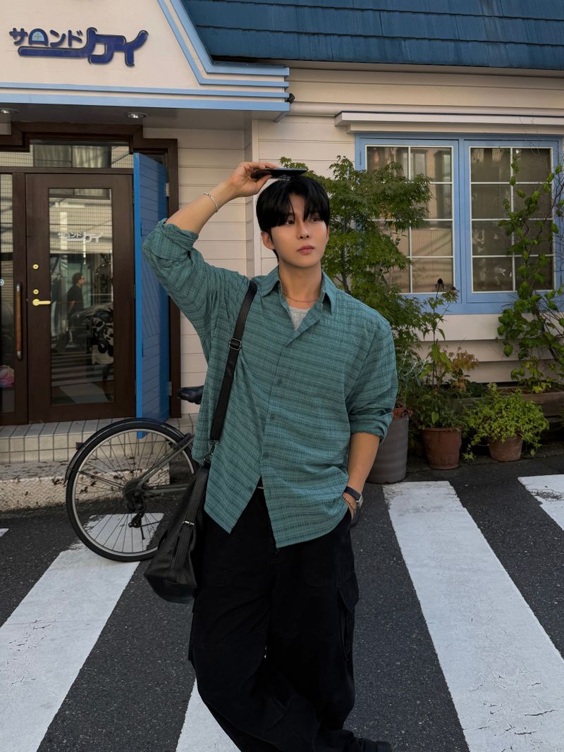 Suede check shirt