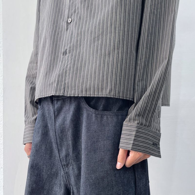 Minimalist Micro-Pleated Cropped Shirt