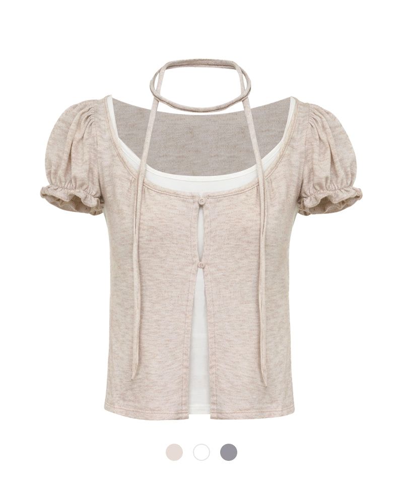 Cozy&Kitsch（コージーアンドキッチ）の「Dalen Layered Puff Cardigan Set（Tops）」