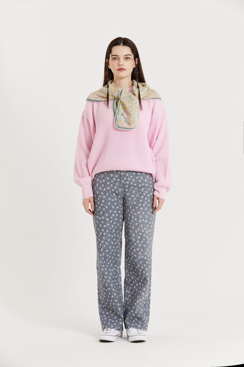 RIB VOLUME PULLOVER_PINK