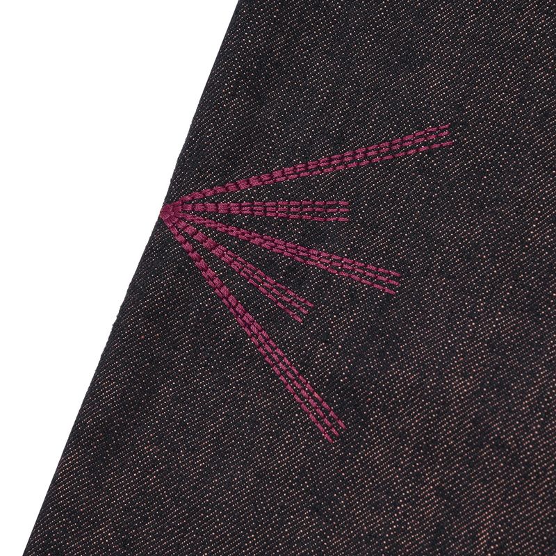 Indian double knee denim pants / Maroon black